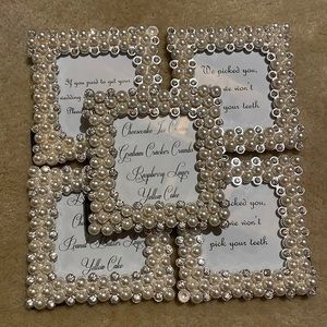 5 rhinestone and pearl picture frames